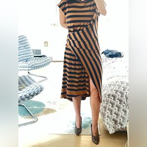 SHE (e) r/ Striped Brown and Blue Women's dress